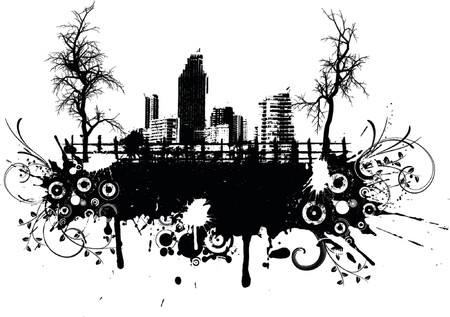 Urban grunge with trees - vectorのイラスト素材