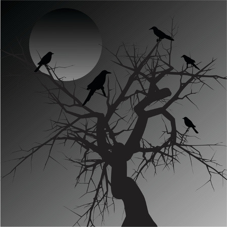 Weird tree with birds - vectorのイラスト素材