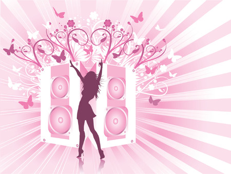 Dancing female on decorative background - vectorのイラスト素材