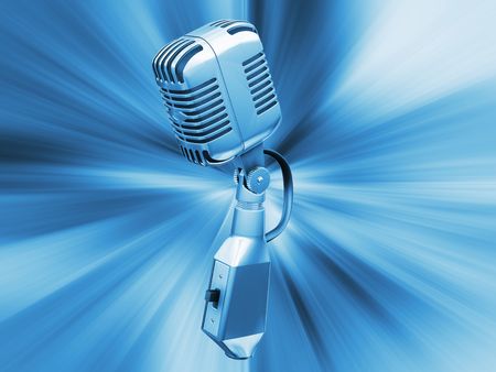 Retro microphone on abstract backgroundの写真素材