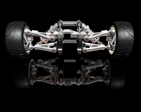 3D render of wheels with suspensionの写真素材