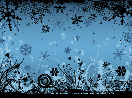 Winter floral grunge - vectorのイラスト素材