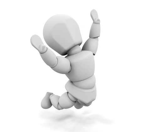 3D render of someone jumping for joyの写真素材