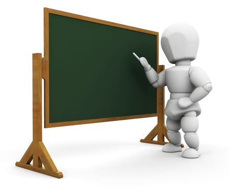 3D render of a teacher at a blackboardの写真素材