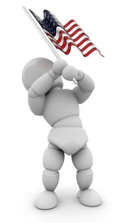 3D render of someone waving an American flagの写真素材