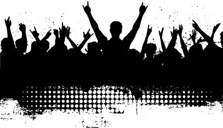 Silhouette of a crowd with grunge effect addedのイラスト素材