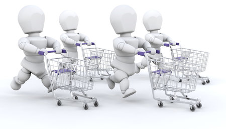 People running with shopping trolleys