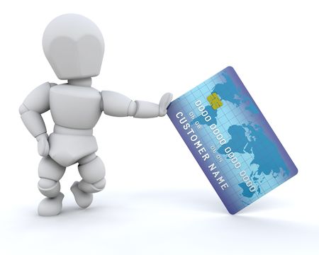 3d render of a person with a charge cardの写真素材