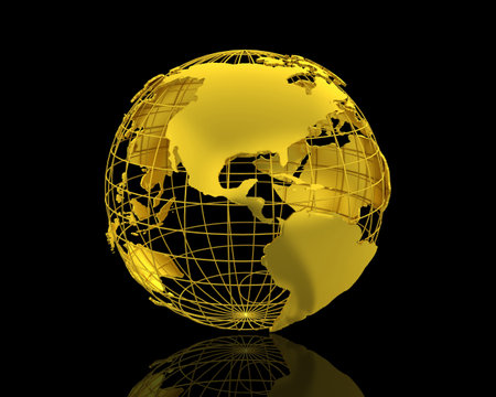 3D World map isolated over a black background