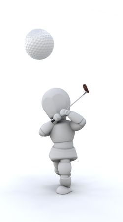 3D Render of a man playing golfの写真素材