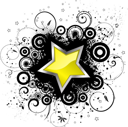 Glossy star on decorative grunge backgroundのイラスト素材