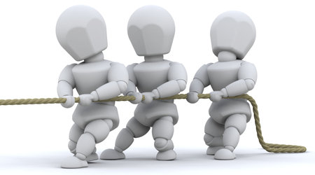 3d render of men pulling on a ropeの写真素材