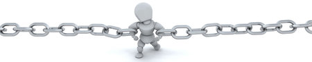 3d render of a man holding a chain togetherの写真素材