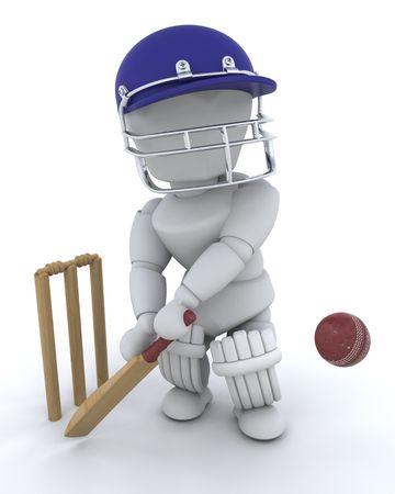 3d render of a man playing cricketの写真素材