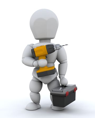 3D Render of a Construction Worker and Toolsの写真素材