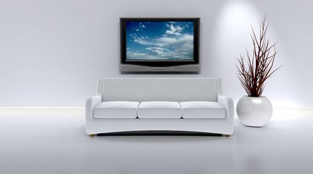 3D render of a sofa in a contemporary interiorの写真素材