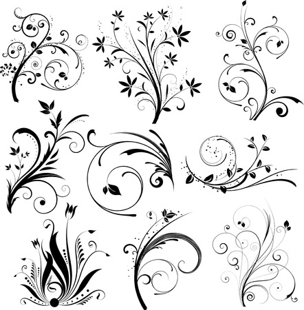 Various decorative floral designsのイラスト素材