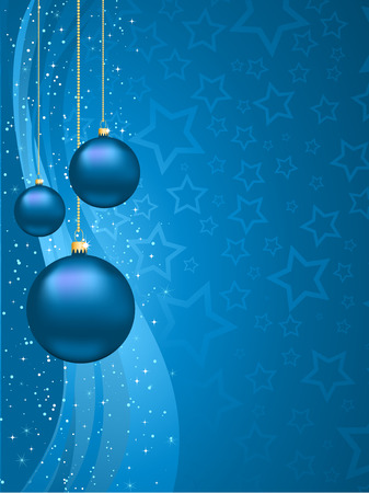 Hanging Christmas baubles on a starry backgroundのイラスト素材