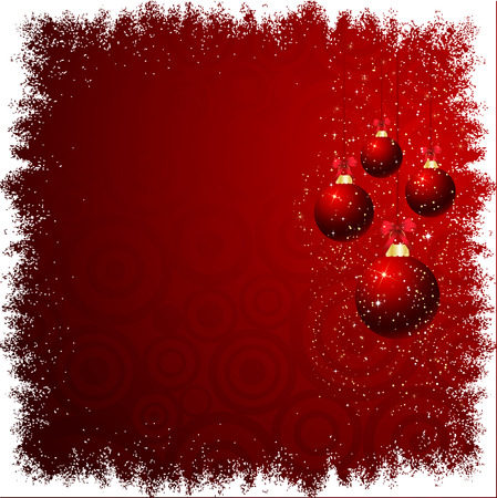 Christmas baubles on snowy backgroundのイラスト素材