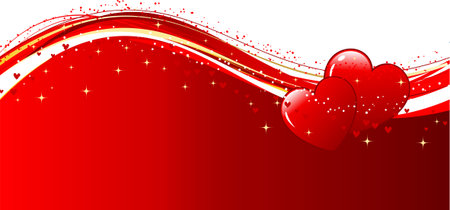 Decorative Valentines background with two heartsのイラスト素材