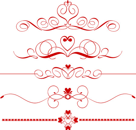 Various different designs of decorative heart dividersのイラスト素材