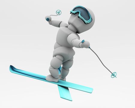 3D render of a freestyle skier doing tricksの写真素材
