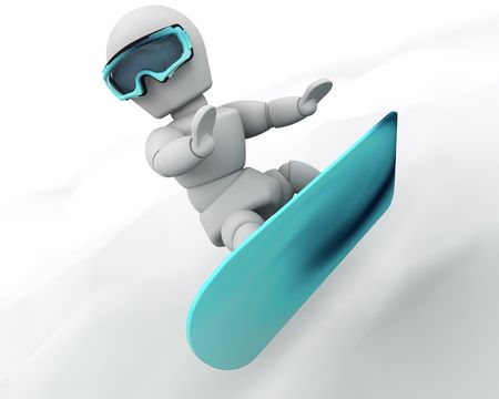 3D render of a man competing in the snowboardの写真素材