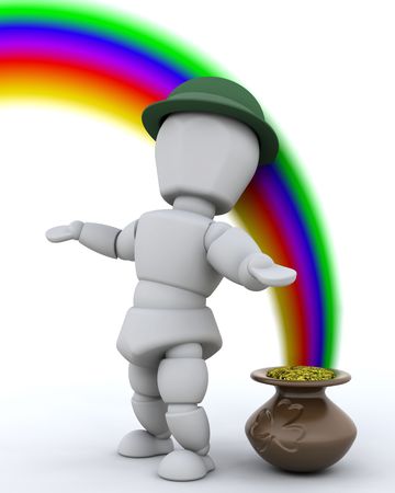 3d render of rainbow and pot of gold for st patricks dayの写真素材