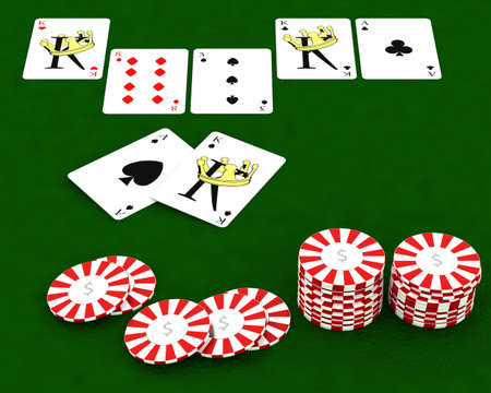 3D render of Casino chips and playing cardsのeditorial素材