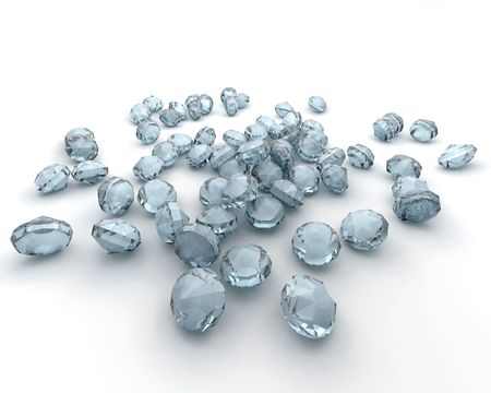 3D render of a collection of diamonds isolated on whiteの写真素材