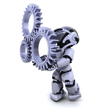 3d Render of a robot with gear mechanismの写真素材