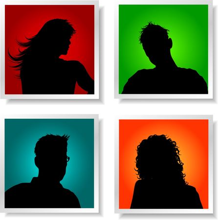 People avatars on brightly coloured backgroundsのイラスト素材