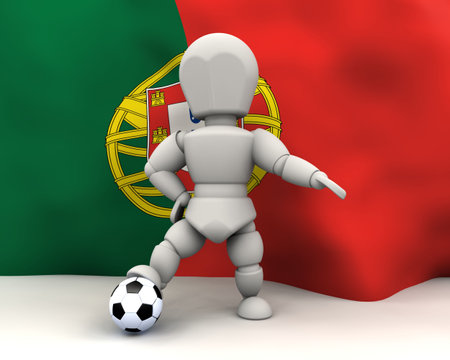 3D render of man with footballの写真素材