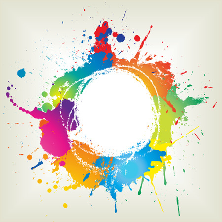 Abstract grunge background with colourful paint splatsのイラスト素材