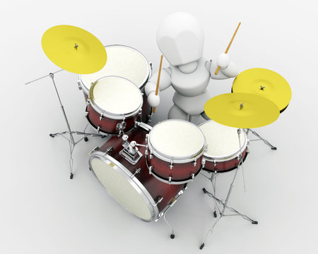 3d render of a man playing the drumsの写真素材