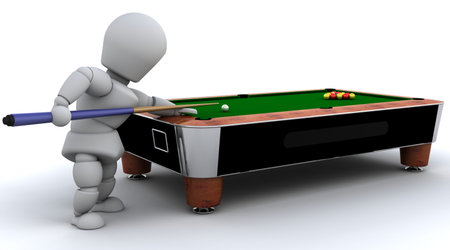 3D render of a man playing pool