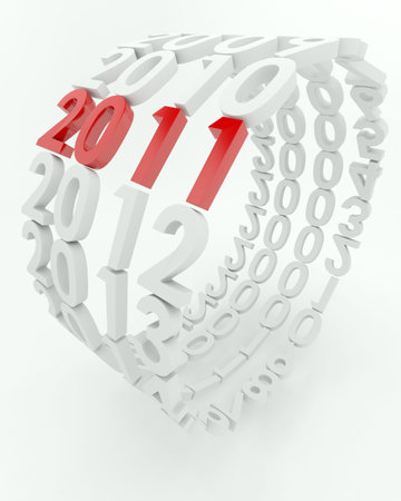 3D render depicting new year 2011transition