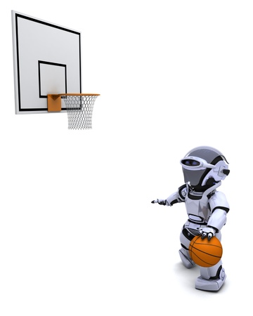 3D render of a Robot playing basketballの写真素材