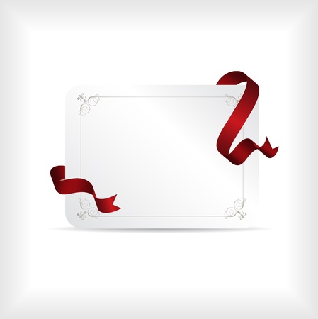 Gift card with a decorative design and red ribbon around itのイラスト素材