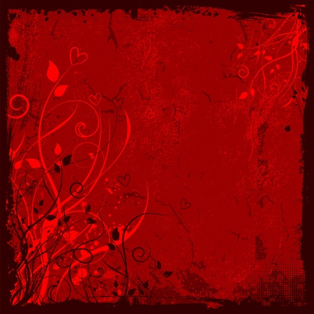 Valentines Day themed floral design on a detailed grunge backgroundのイラスト素材