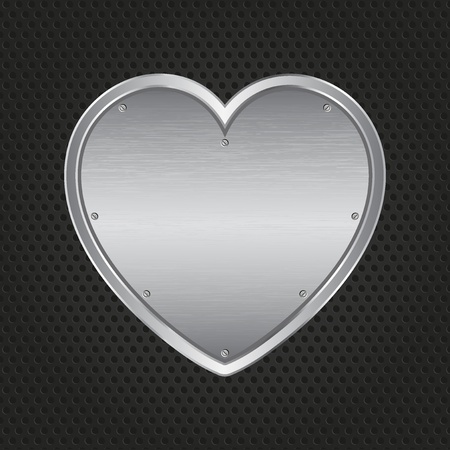 Metallic heart on a perforated metal backgroundのイラスト素材
