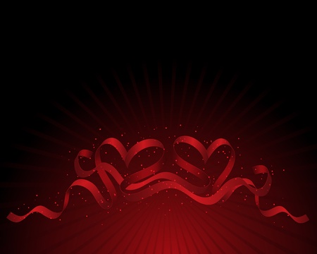 Decorative Valentines Day background with ribbons in the shape of heartsのイラスト素材