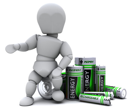 3D Render of a Man with NiMH Batteriesの写真素材