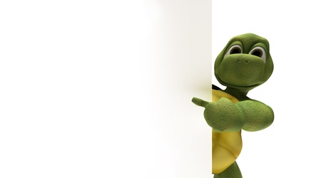 3D Render of a Tortoise with a blank white signの写真素材