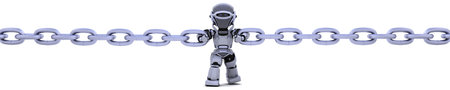 3D render of a robot holding a chainの写真素材