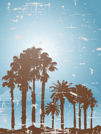 Tropical landscape with a grunge style effectのイラスト素材