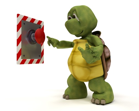 3D render of a Tortoise with a push buttonの写真素材