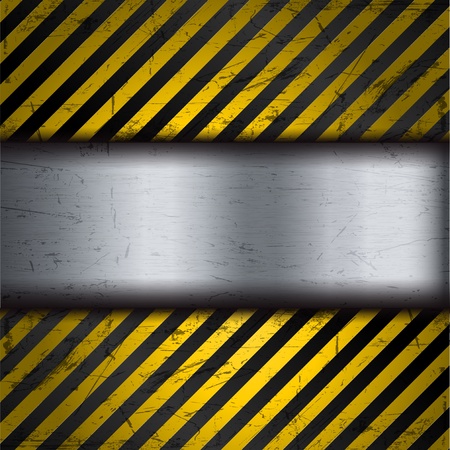 Grunge metal background with yellow and black warning stripesのイラスト素材