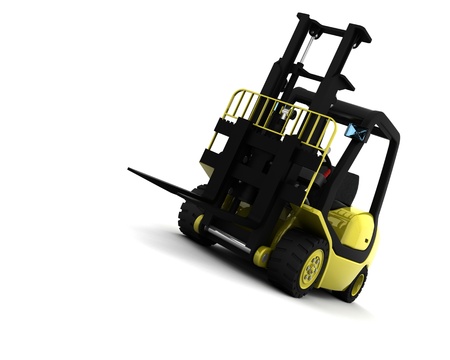 3D Render of Yellow Fork Lift Truck  on Whiteの写真素材