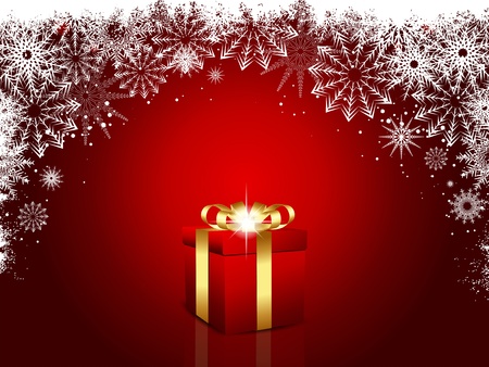 Luxury Christmas gift on a background of snowflakesのイラスト素材